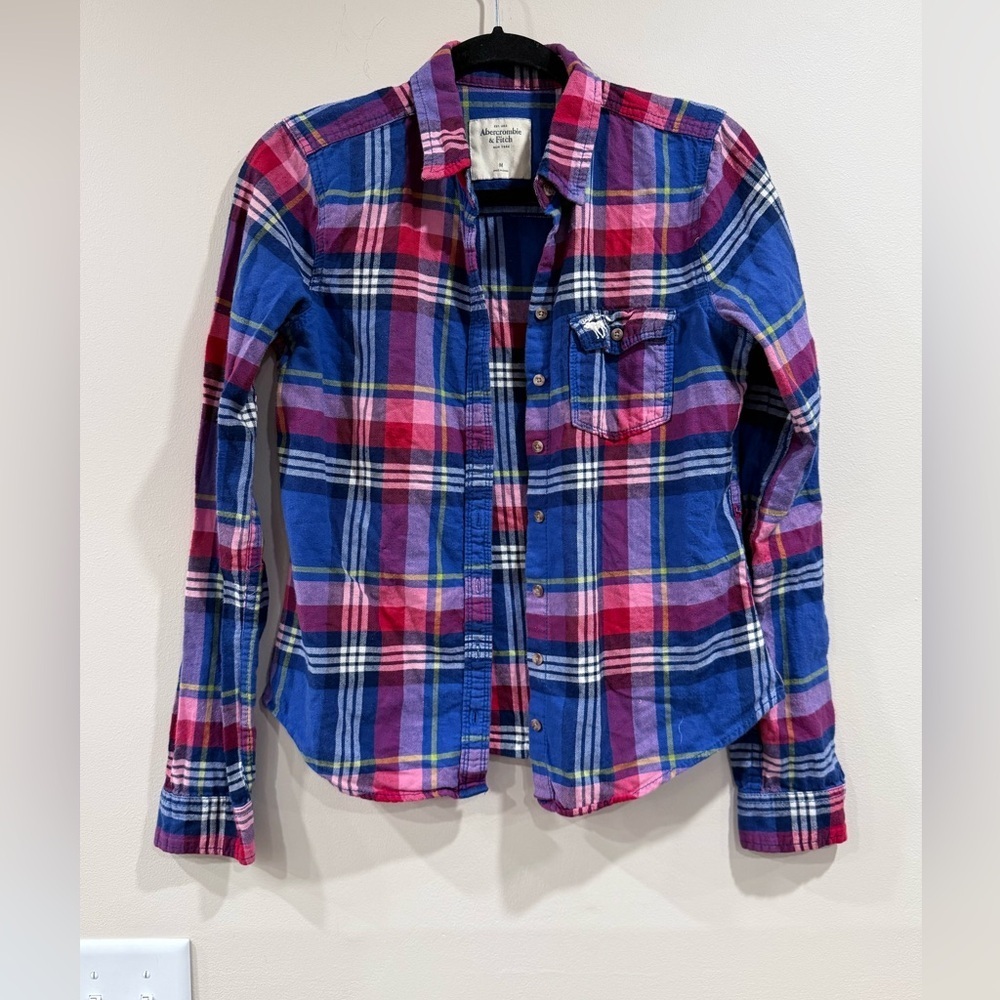 🔥Abercrombie & Fitch Women’s Plaid Shirt Sz M EUc🔥